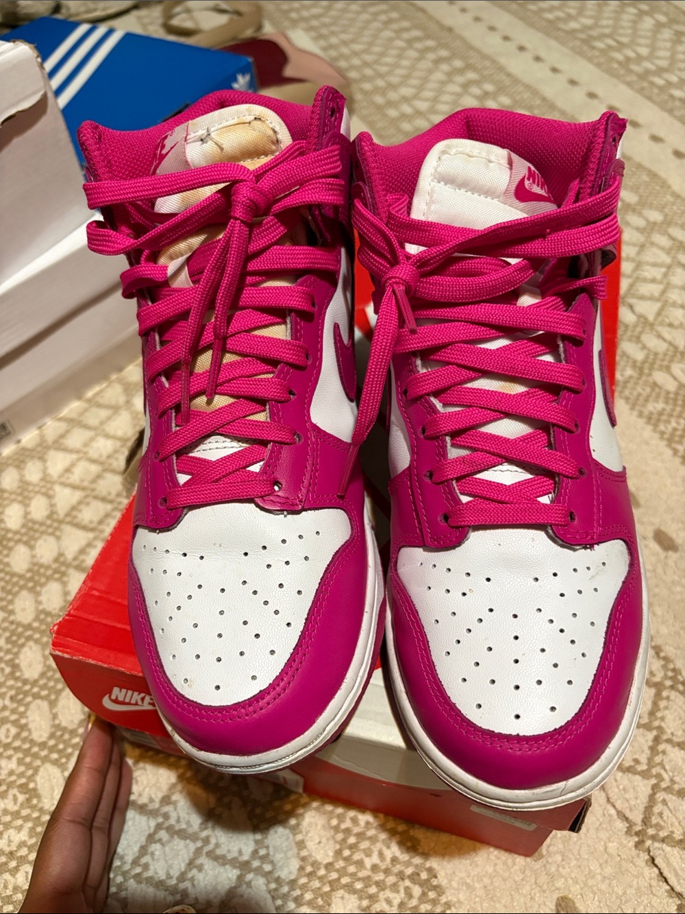 Nike Women’s Mid-Top Sneakers — White & Fuchsia Pink